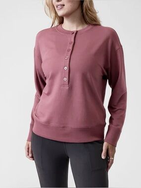 ATHLETA Balance Henley Sweatshirt In Tawney Rose